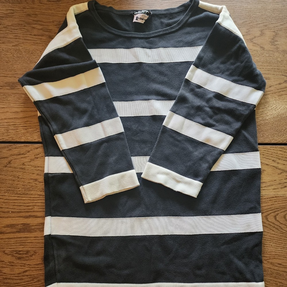 Salvatore Ferragamo Striped Women's Sweater Size M/L Ehite/Gray A
